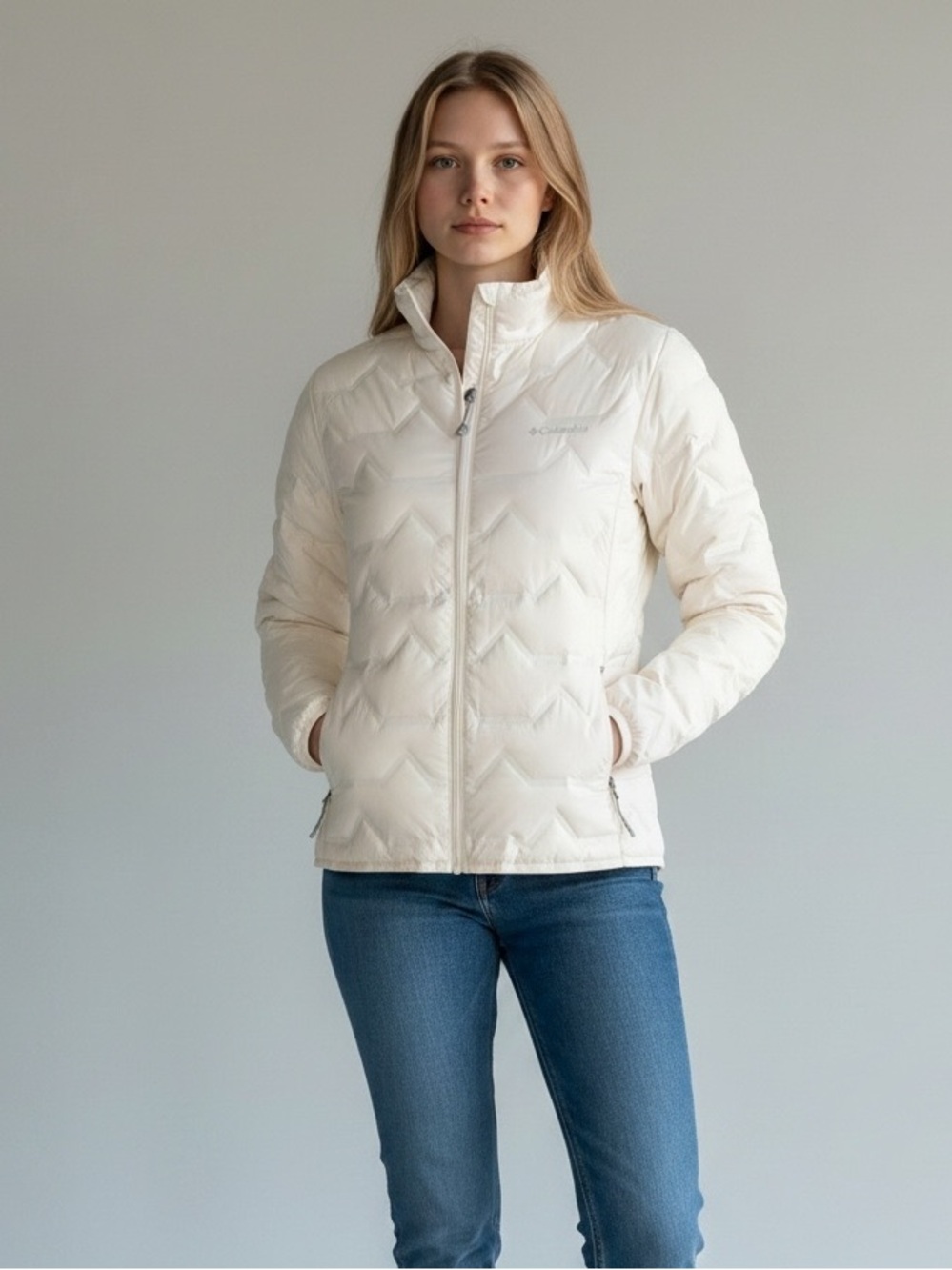Columbia Women's XL Walker Mill Heat Seal 650 Goose Down Omni Heat Jacket Ivory